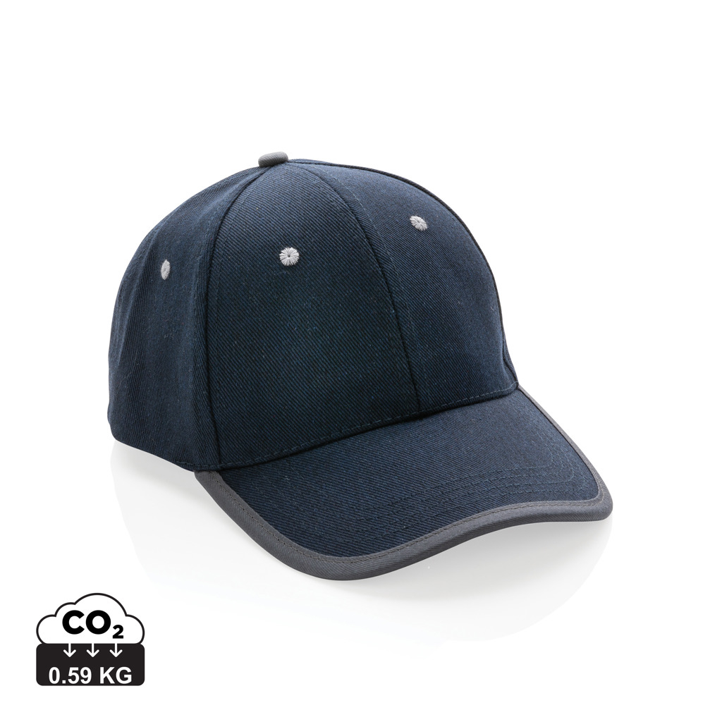 Casquette sandwich personnalisée coton recyclé 6 pans Impact Bleu marine
